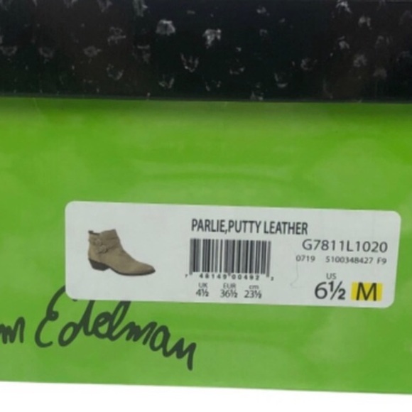 NWT/ NIB Sam Edelman Gray Leather Buckle Ankle Boots Women's Size 8 Block Heel - Picture 16 of 16